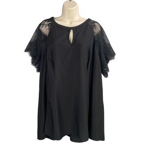 Torrid Tunic Top Size 4 4X Black Lace Whimsigoth Fairy Grunge‎ Dark Romantic